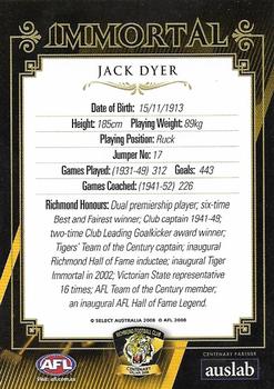 2008 Richmond Football Club Immortals #NNO Jack Dyer Back